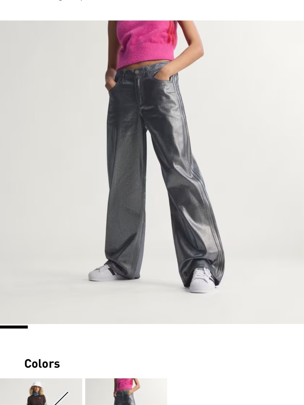 adidas Metallic Charcoal Wide-Leg Jeans